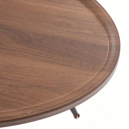 Mesa de centro ovalada - estilo nórdico com estrutura metálica - castanha