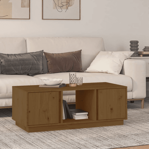 Mesa de Centro, Mesa baixa, 110x50x40cm madeira de pinho maciça castanho mel