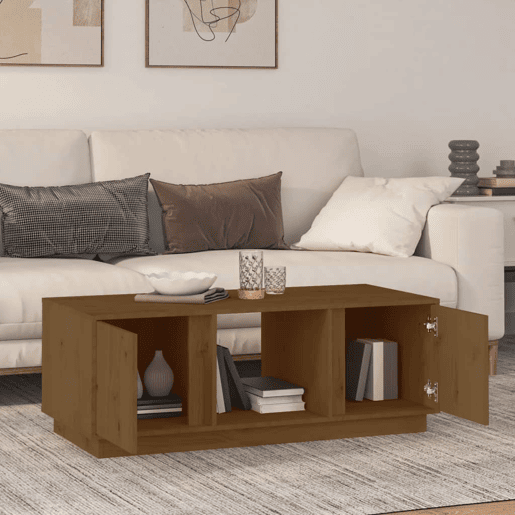 Mesa de Centro, Mesa baixa, 110x50x40cm madeira de pinho maciça castanho mel