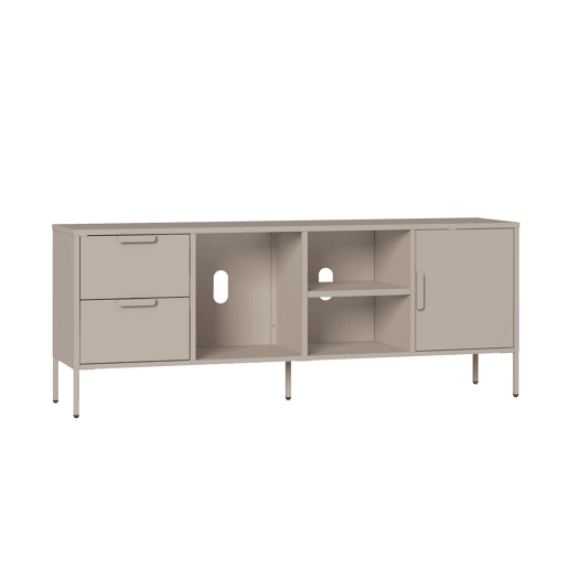 Armário para TV Kliri 2 gavetas aço 150x35x58 Camelo en.casa