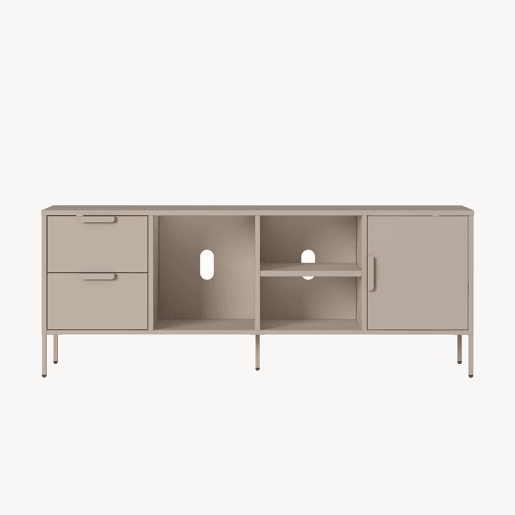 Armário para TV Kliri 2 gavetas aço 150x35x58 Camelo en.casa