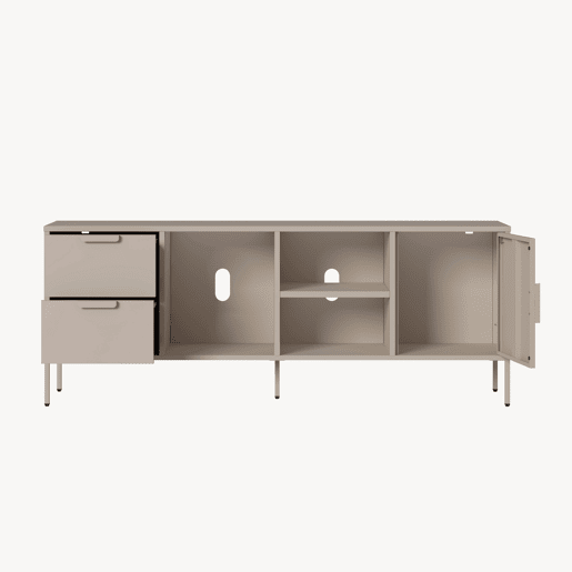 Armário para TV Kliri 2 gavetas aço 150x35x58 Camelo en.casa