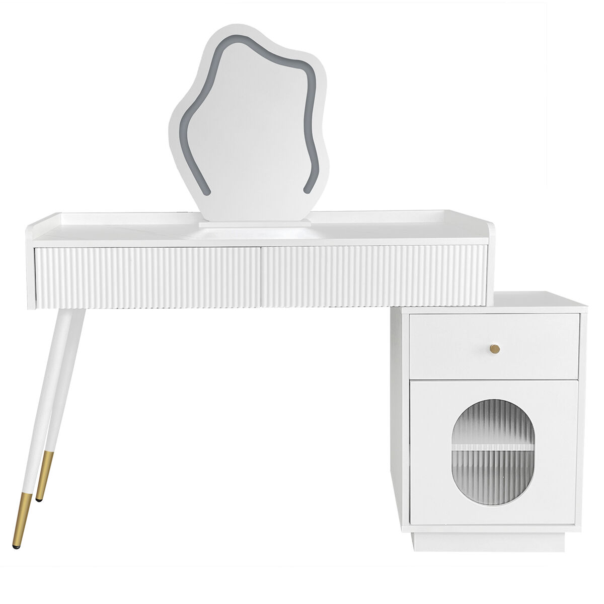Tocador de panel de partículas con espejo y 3 cajones,blanco