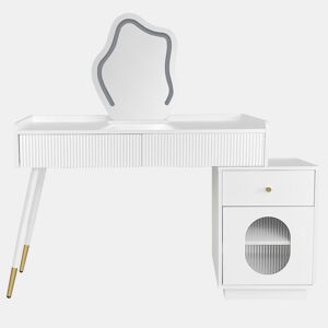 Toucador de painel de partículas com espelho e 3 gavetas,branco