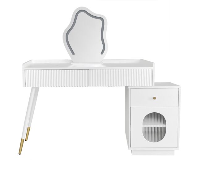 Tocador de panel de partículas con espejo y 3 cajones,blanco