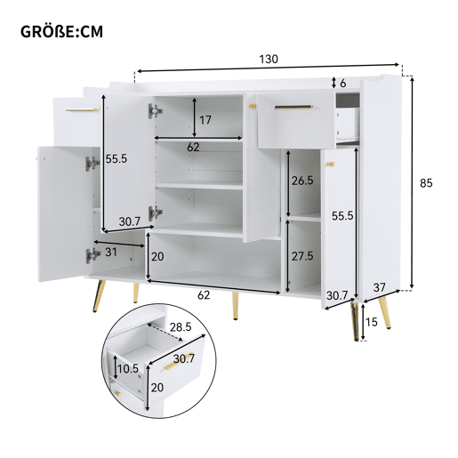 Sapateira de painel de partículas com 4 portas,branco