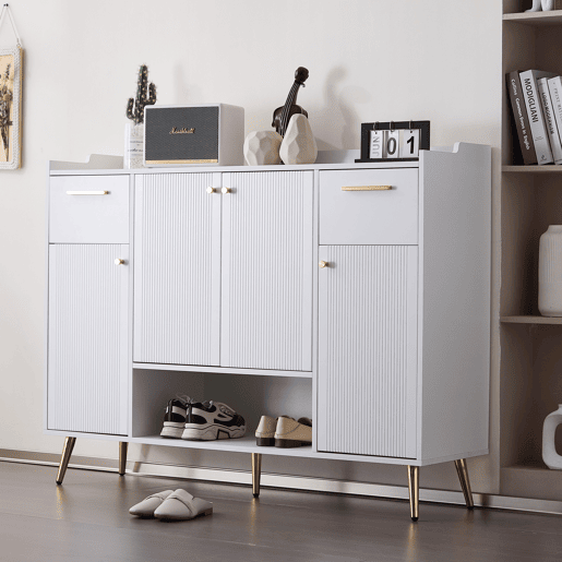 Sapateira de painel de partículas com 4 portas,branco