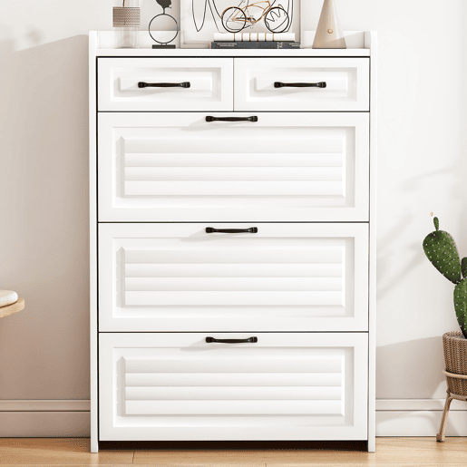 Sapateira de painel de partículas com 3 tabuleiros,branco