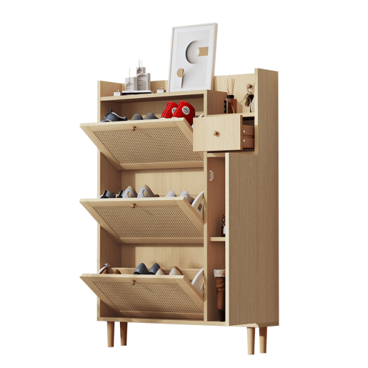Sapateira de mdf com 1 porta e 3 tabuleiros,natural Sapateira de mdf com 1 porta e 3 tabuleiros,natural