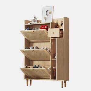 Sapateira de mdf com 1 porta e 3 tabuleiros,natural