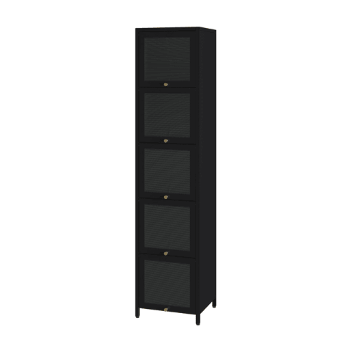 Vitrina Ostersund com 5 portas aço 174x40x35 cm Preto en.casa