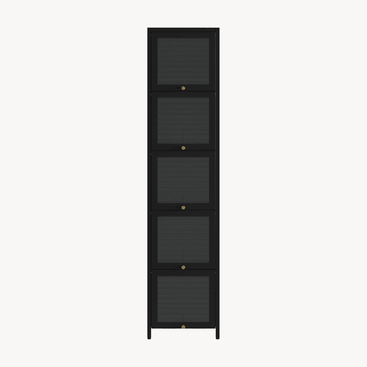 Vitrina Ostersund com 5 portas aço 174x40x35 cm Preto en.casa