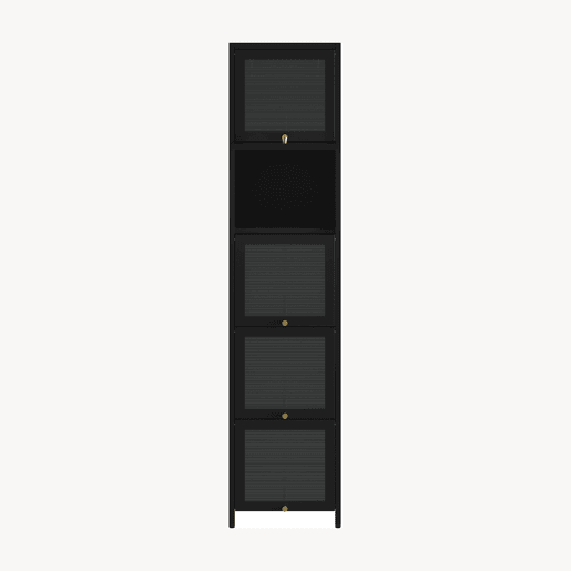 Vitrina Ostersund com 5 portas aço 174x40x35 cm Preto en.casa