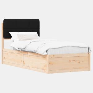 Estrutura de cama de solteiro para adultos com Cabeceira - Estofada Preto 100 x 200 cm