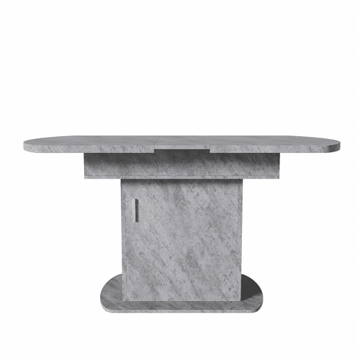 Mesa de jantar oval retrátil - com espaço de arrumação e pega prateada - Cinzento