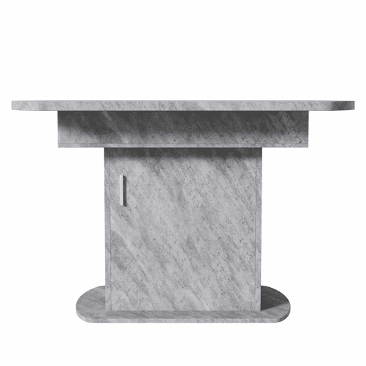 Mesa de jantar oval retrátil - com espaço de arrumação e pega prateada - Cinzento