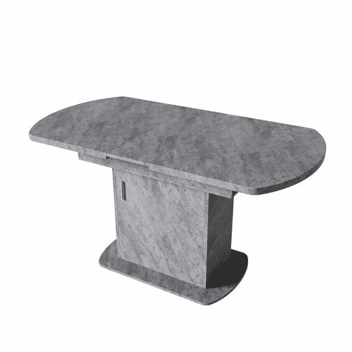 Mesa de jantar oval retrátil - com espaço de arrumação e pega prateada - Cinzento