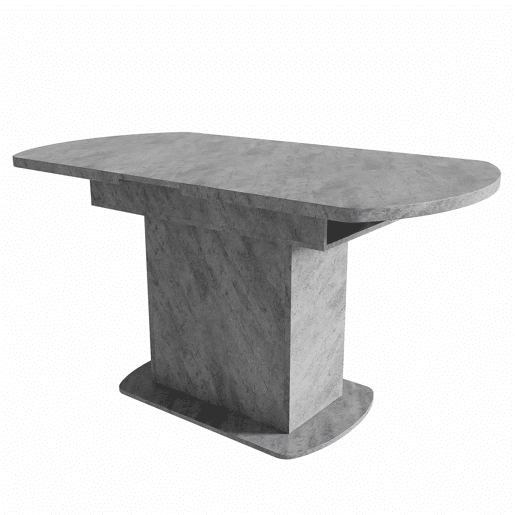 Mesa de jantar oval retrátil - com espaço de arrumação e pega prateada - Cinzento