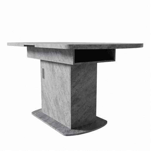 Mesa de jantar oval retrátil - com espaço de arrumação e pega prateada - Cinzento
