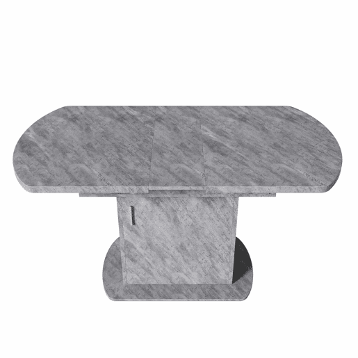 Mesa de jantar oval retrátil - com espaço de arrumação e pega prateada - Cinzento