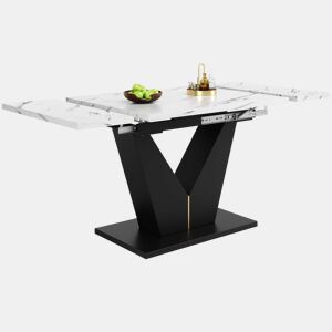 Mesa extensível telescópica 99-159×75 cm - Mesa de cozinha economizadora de espaço - Branco+Preto