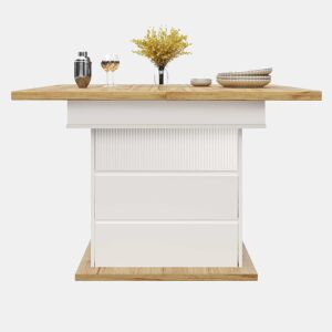 Mesa extensível telescópica 110-140×80 cm - Mesa de cozinha dobrável para 4-6 pessoas - Branca
