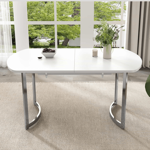 Mesa de jantar extensível para 4 a 6 pessoas em MDF - 140180 x 80 cm - Branco