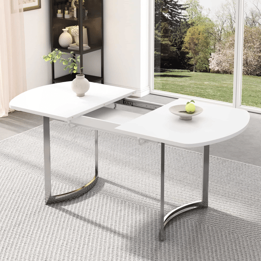 Mesa de jantar extensível para 4 a 6 pessoas em MDF - 140180 x 80 cm - Branco