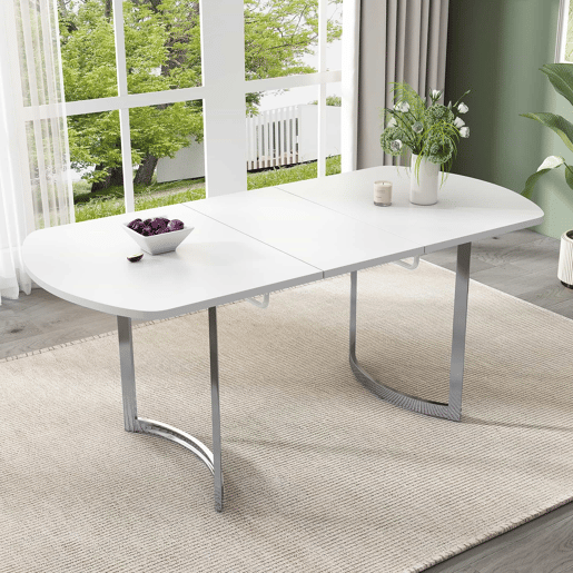 Mesa de jantar extensível para 4 a 6 pessoas em MDF - 140180 x 80 cm - Branco