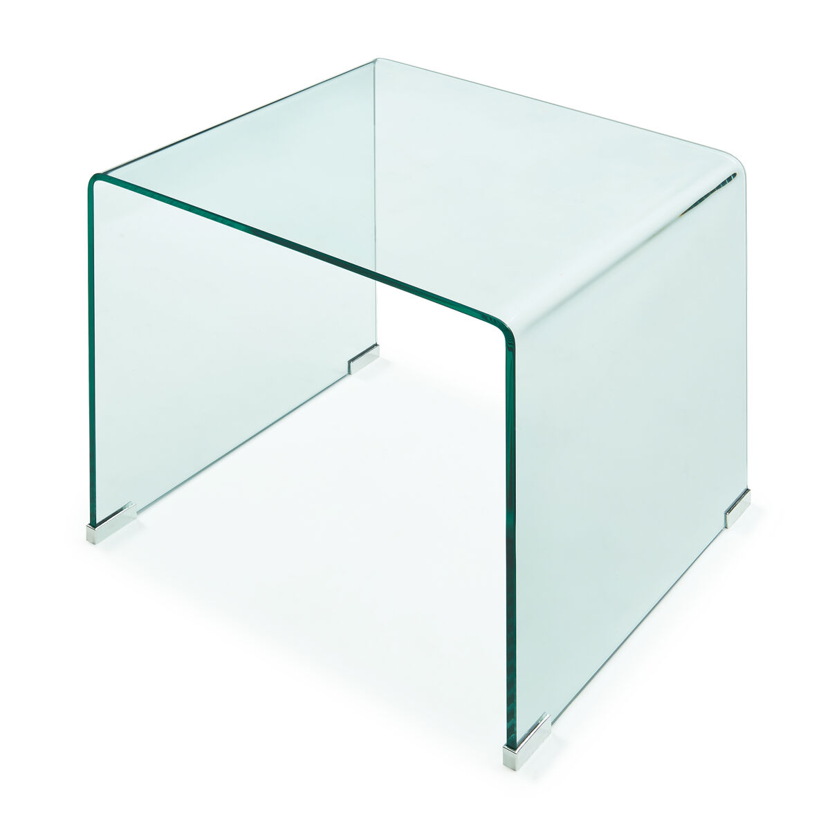 Mesa auxiliar Varlofrek cuadrada vidrio templado [en.casa] 50x50