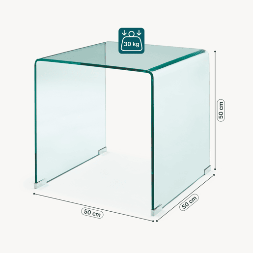 Mesa lateral de vidro Varlofrek montada 50x50x50 cm transparente en.casa