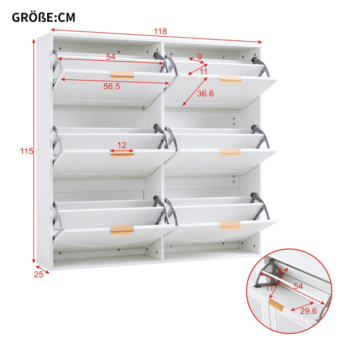 Sapateira de mdf com 6 tabuleiros,branco