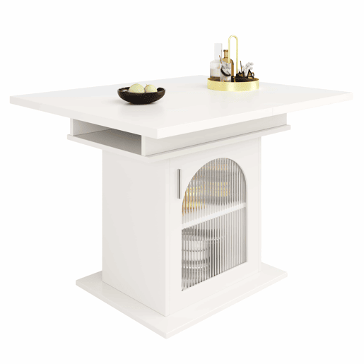 Mesa de jantar retrátil - MDF - com arrumação - Branco Mesa de jantar retrátil - MDF - com arrumação - Branco