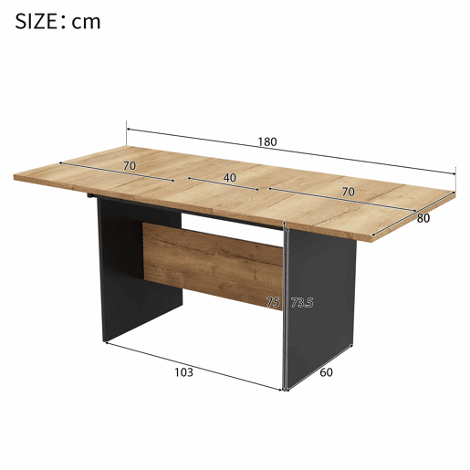 Mesa de jantar extensível para 4 a 6 pessoas - em MDF - Castanho