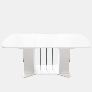 Mesa de jantar extensível com arrumação para 4 a 6 pessoas - 120160 x 80 cm - em MDF - Branco