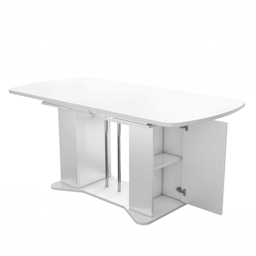Mesa de jantar extensível com arrumação para 4 a 6 pessoas - 120160 x 80 cm - em MDF - Branco
