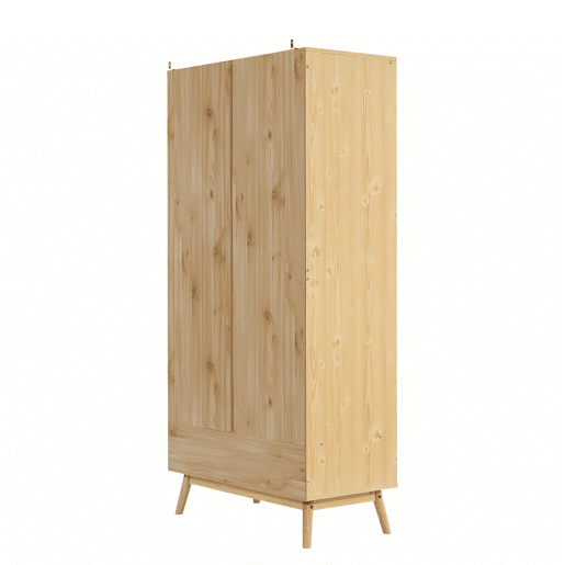 Armário com barra e 2 portas - Com tampa inferior rebatível, design em vime - Cor natural
