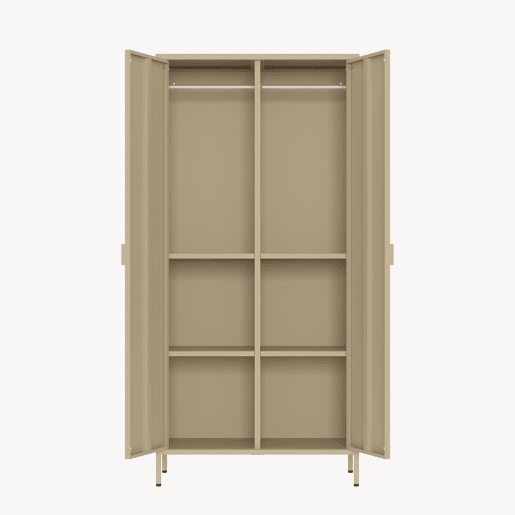 Roupeiro Esteli 2 varões 4 prateleiras reguláveis aço 170x80x45 cm Camel en.casa