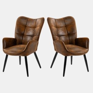 Pack 2 Poltronas Escandinavas de Design com Apoio de Braços e Pés de Metal Resistentes Estofadas em Camurça Macia para Sala e Quarto