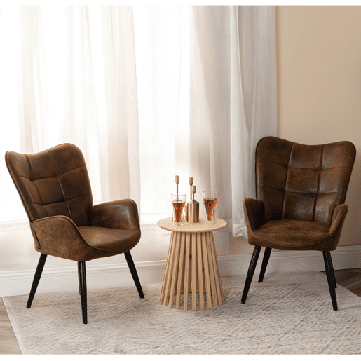 Pack 2 Poltronas Escandinavas de Design com Apoio de Braços e Pés de Metal Resistentes Estofadas em Camurça Macia para Sala e Quarto