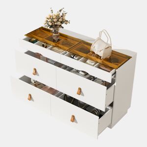 Cômoda dupla de painel de partículas com 6 gavetas,branco