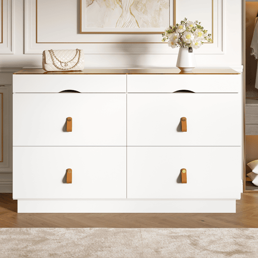 Cômoda dupla de painel de partículas com 6 gavetas,branco Cômoda dupla de painel de partículas com 6 gavetas,branco