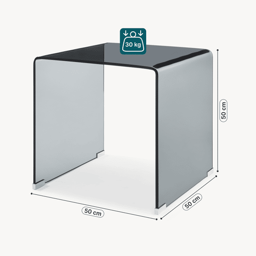 Mesa lateral de vidro Varlofrek montada 50x50x50 cm Cinzento en.casa
