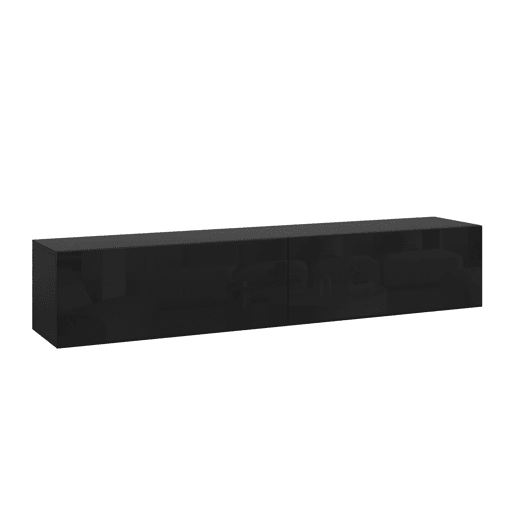Prateleira suspensa Evaton 2 portas 160x32x30cm Preto alto brilho en.casa