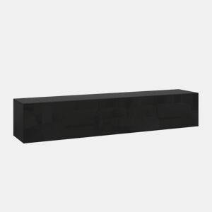 Prateleira suspensa Evaton 2 portas 160x32x30cm Preto alto brilho en.casa