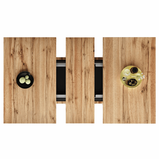 Mesa de jantar retrátil 140x70 cm - em MDF - com arrumação - Preto e Natural