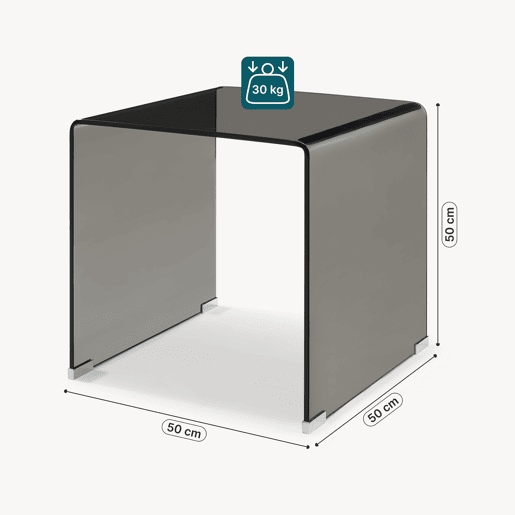 Mesa lateral de vidro Varlofrek montada 50x50x50 cm Cinzento escuro en.casa