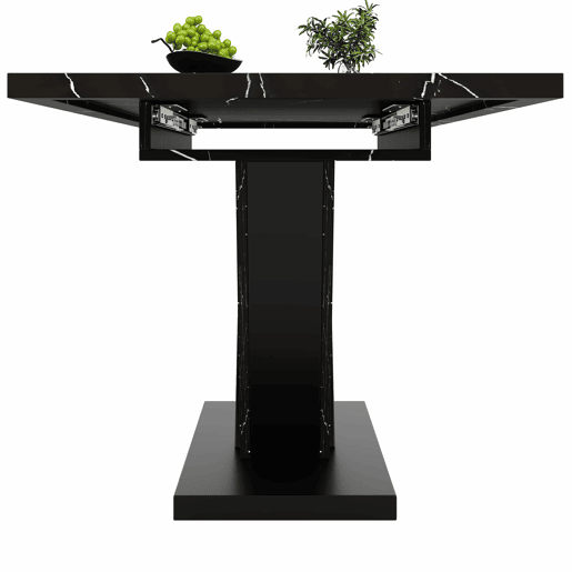 Mesa extensível telescópica 120-160*75 cm - Mesa de cozinha, design com padrão mármore preto