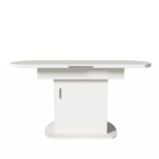 Mesa de jantar oval retrátil - com espaço de arrumação e pega dourada - Branca