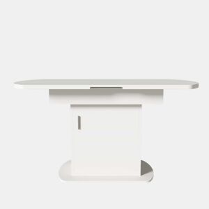 Mesa de jantar oval retrátil - com espaço de arrumação e pega dourada - Branca